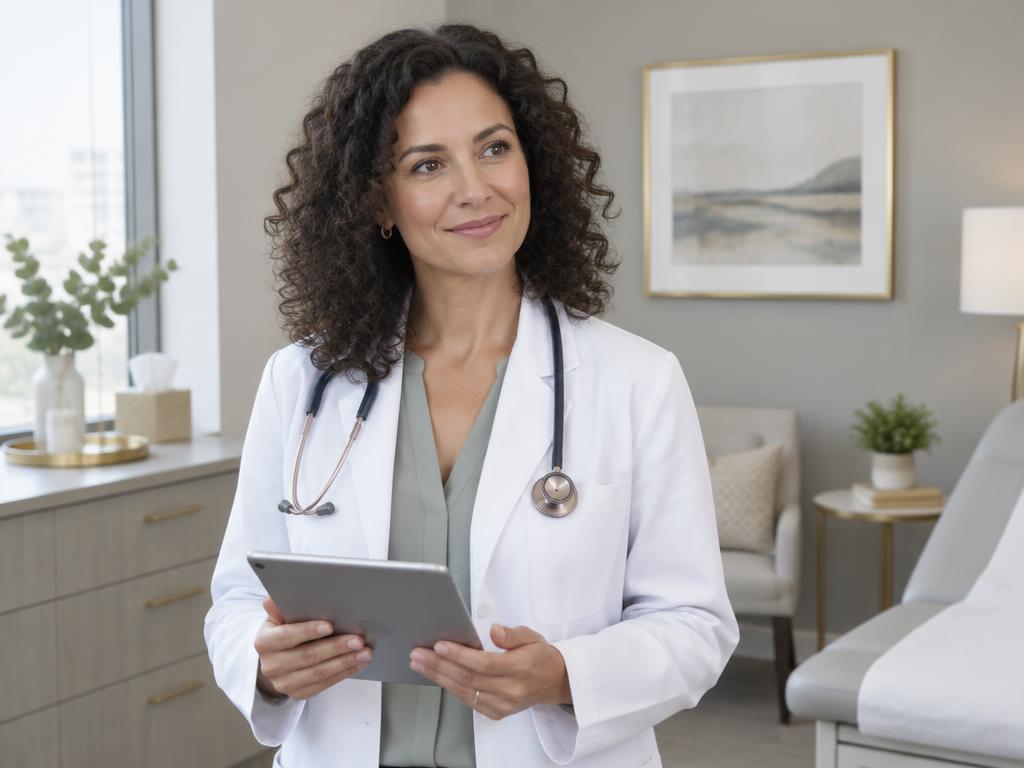 Clinician holding a tablet