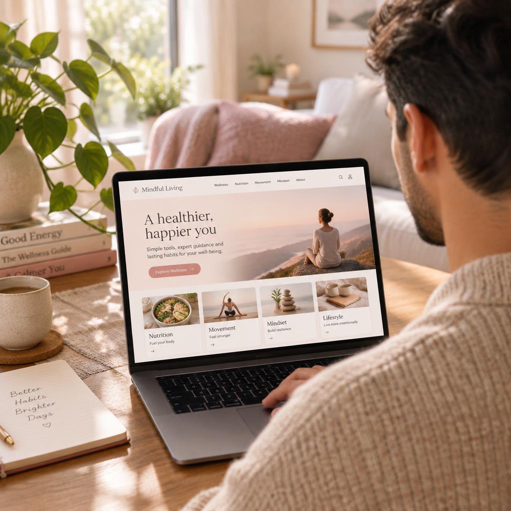 Man completing an online health assessment on his laptop